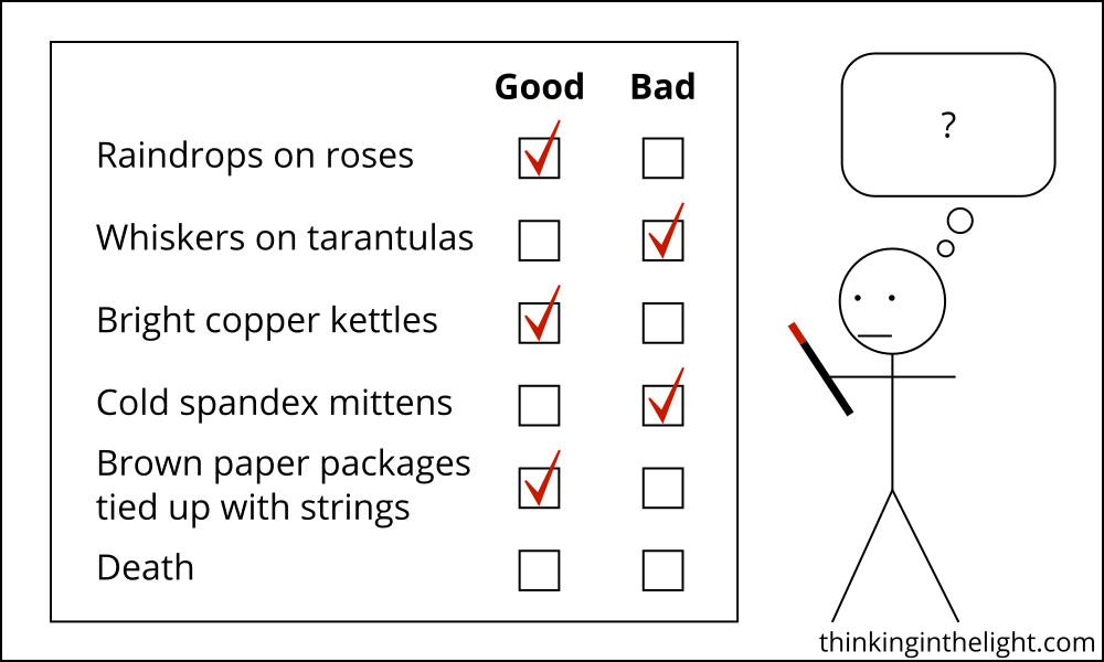 Check-boxes for what is good and bad.
